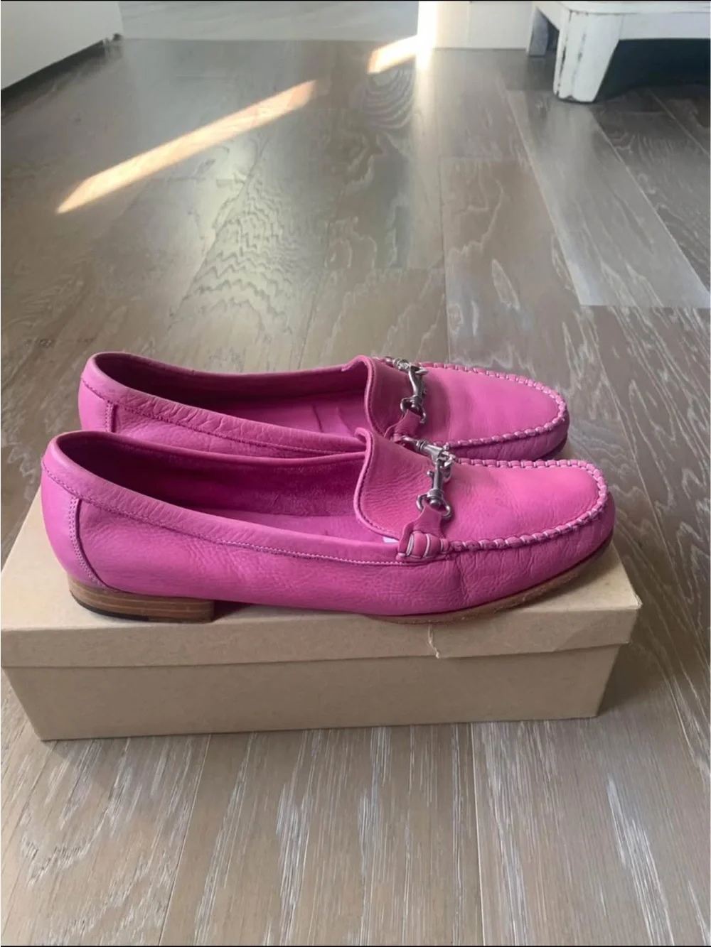 Coach Pink Leather Horsebit Loafers